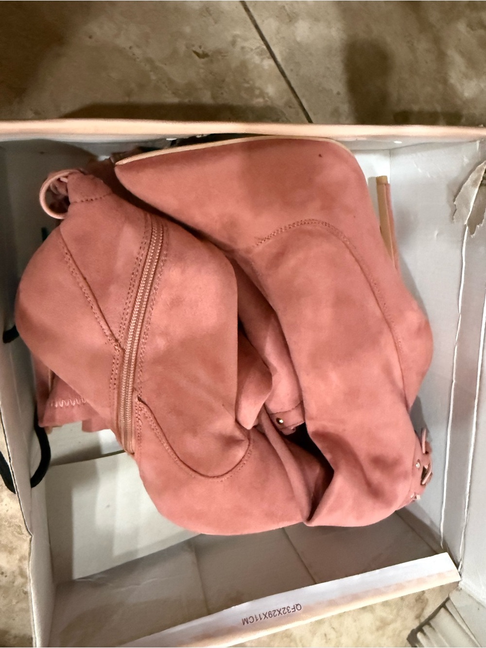 Blush Pink Suede Heeled Ankle Boots - Women